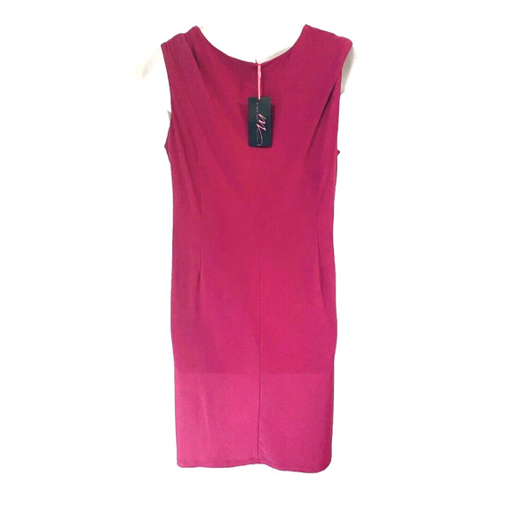 Midnight Velvet Stretchy Fuchsia Pink Cascade Draped Office NIght Out Dress - Picture 10 of 12